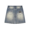 Black/White Faded Distressed Baggy Jean Shorts