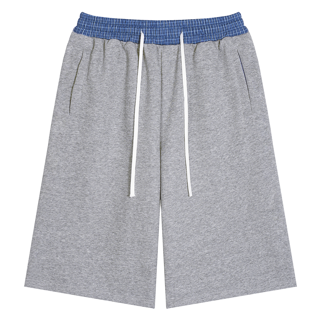 Black/White Plaid Waistband Sweat Shorts