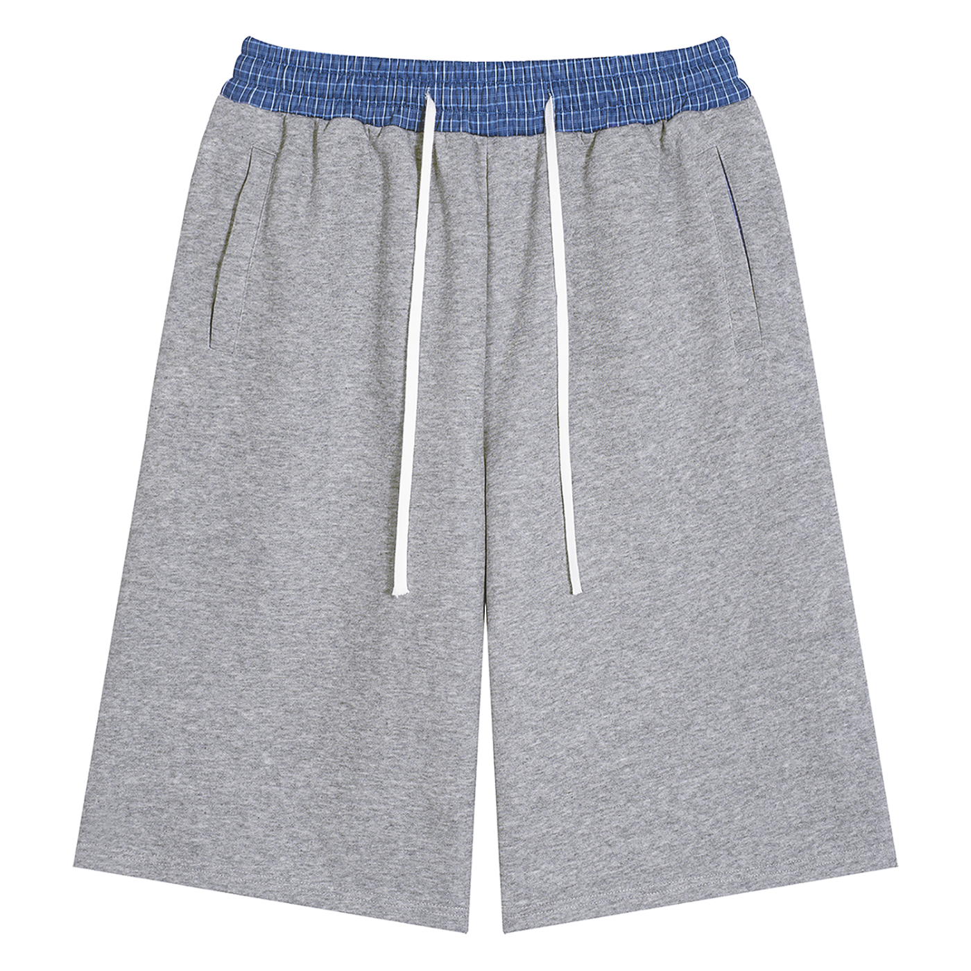Black/White Plaid Waistband Sweat Shorts