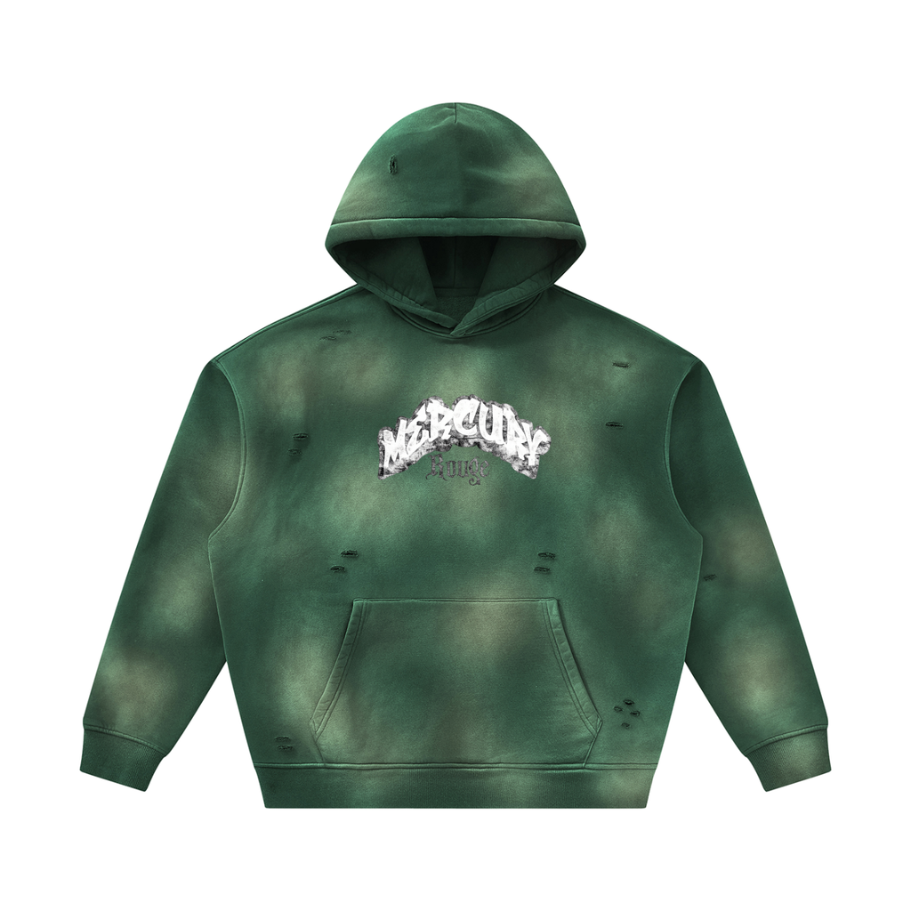Black/White Sunfade Frayed Fleece Hoodie