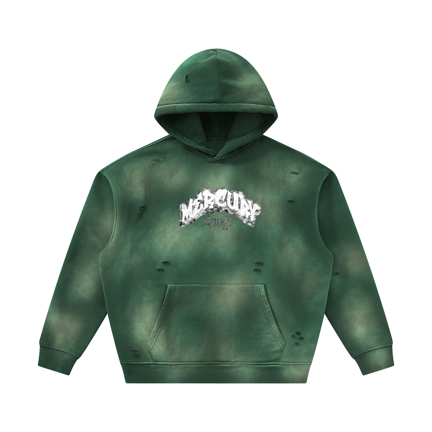 Black/White Sunfade Frayed Fleece Hoodie