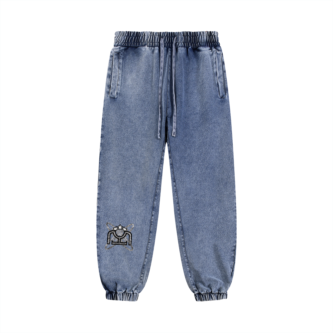Black/White Snow Wash Jogged Sweatpants