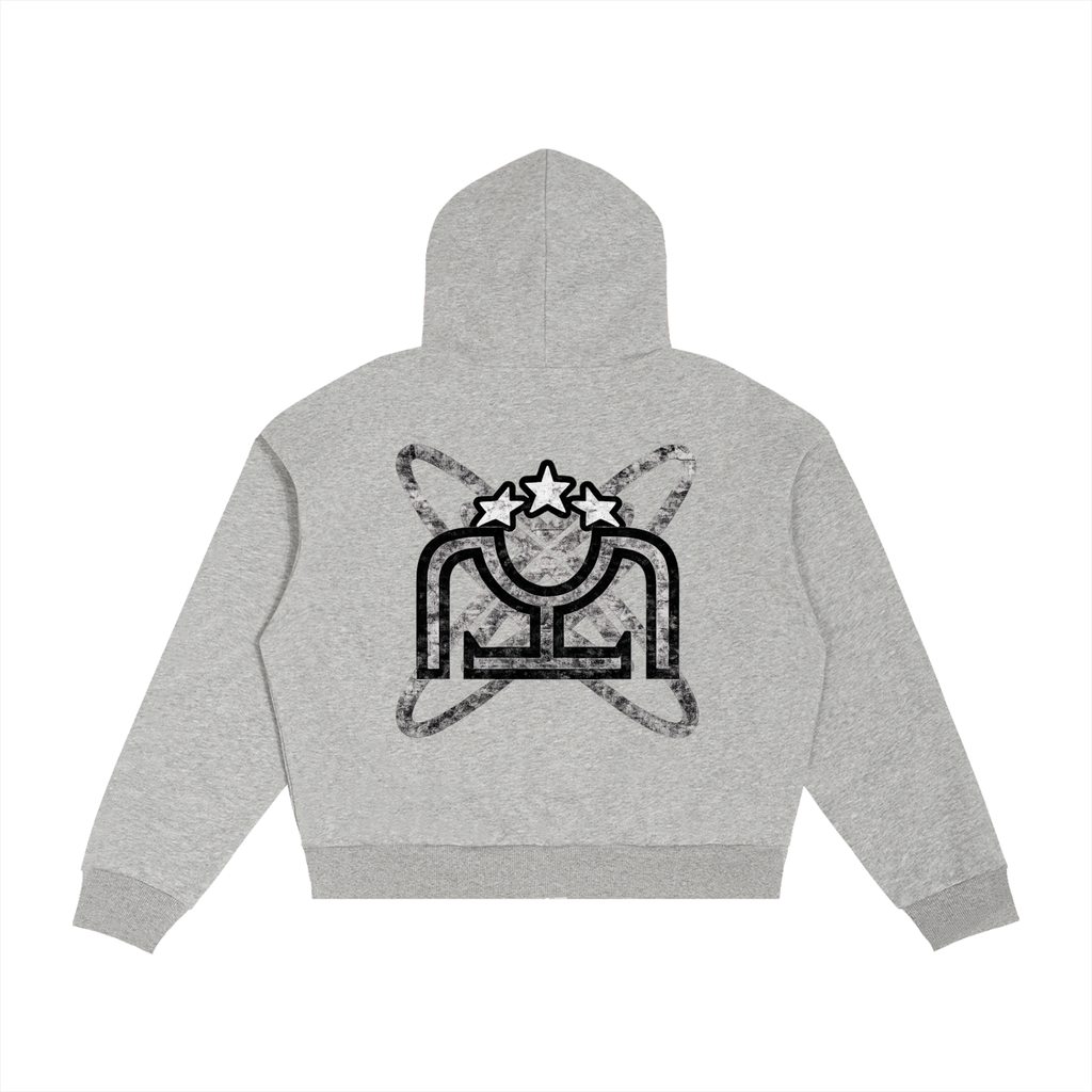 Black/White Contrast Plaid Boxy Zip Hoodie