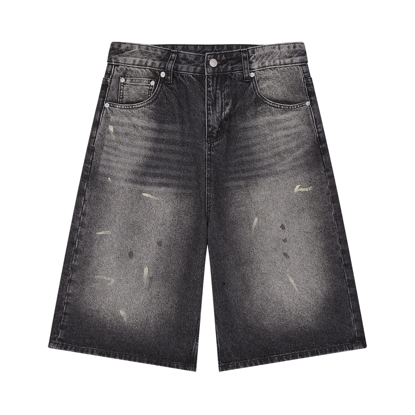 White/Gray Vintage Wash Wide Leg Jean Shorts