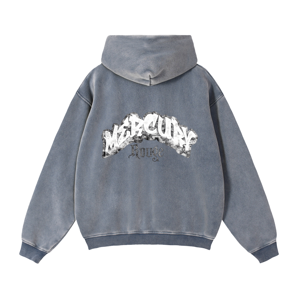 Black/White Zip-Through Boxy Fleece Hoodie