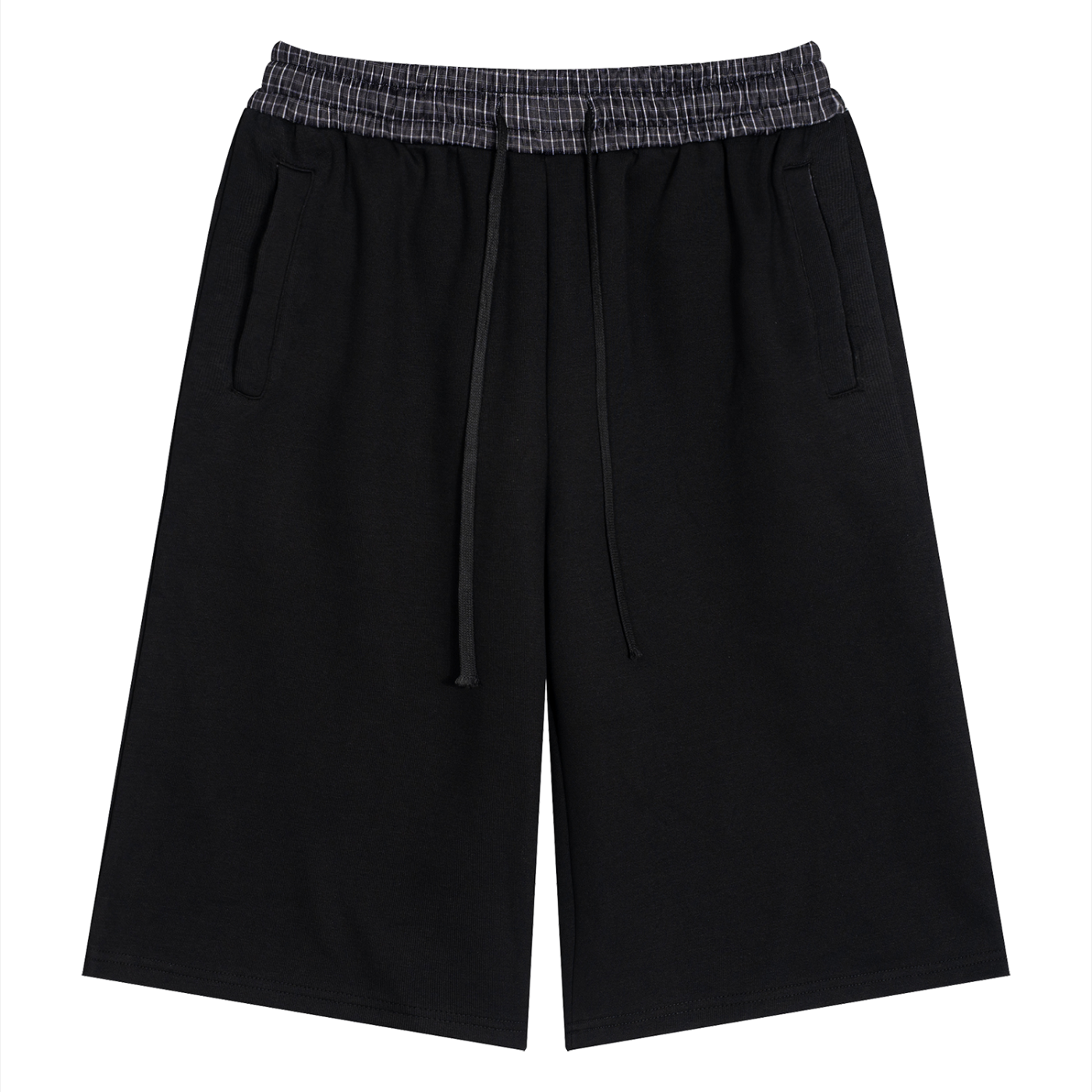 Black/White Plaid Waistband Sweat Shorts