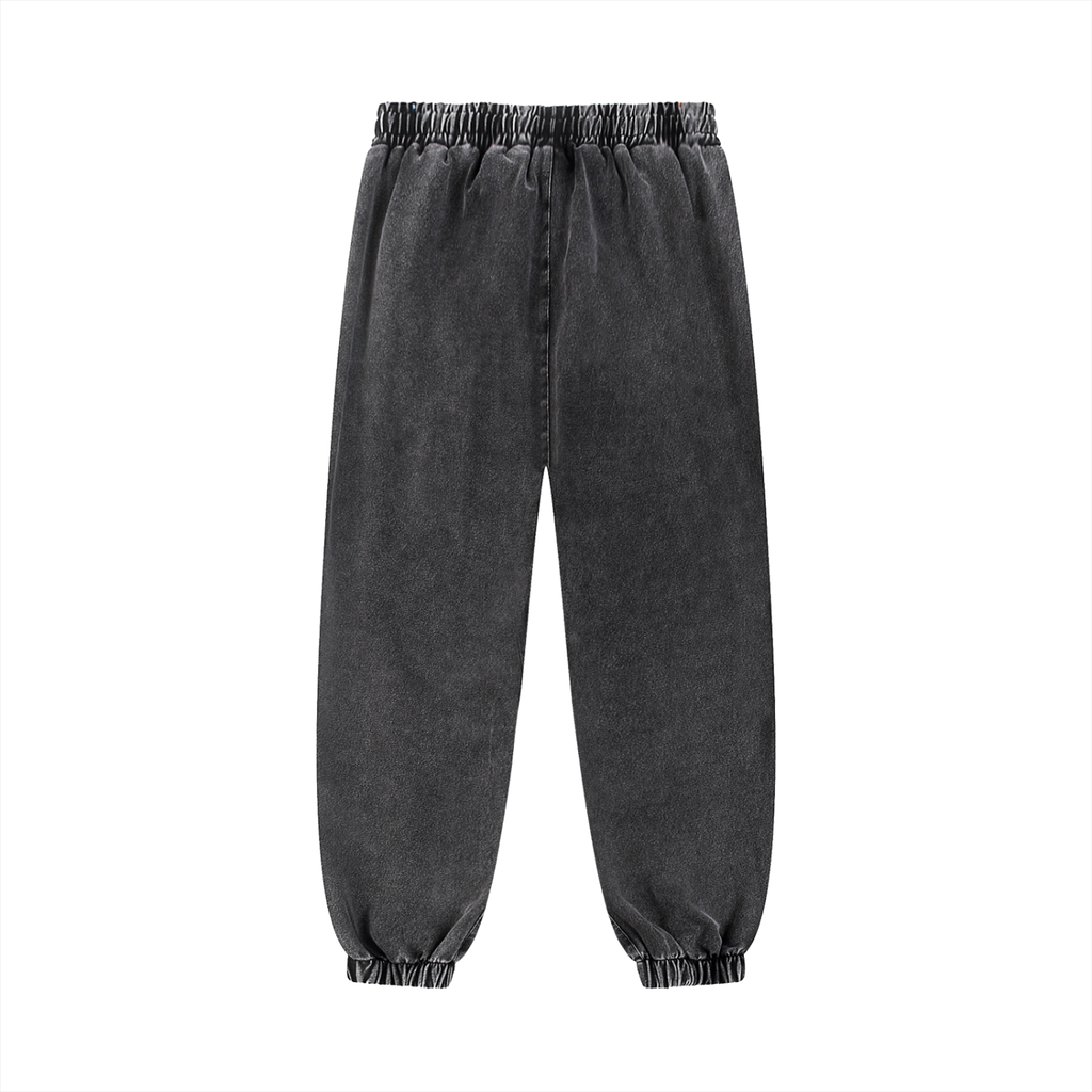 Black/White Snow Wash Jogged Sweatpants