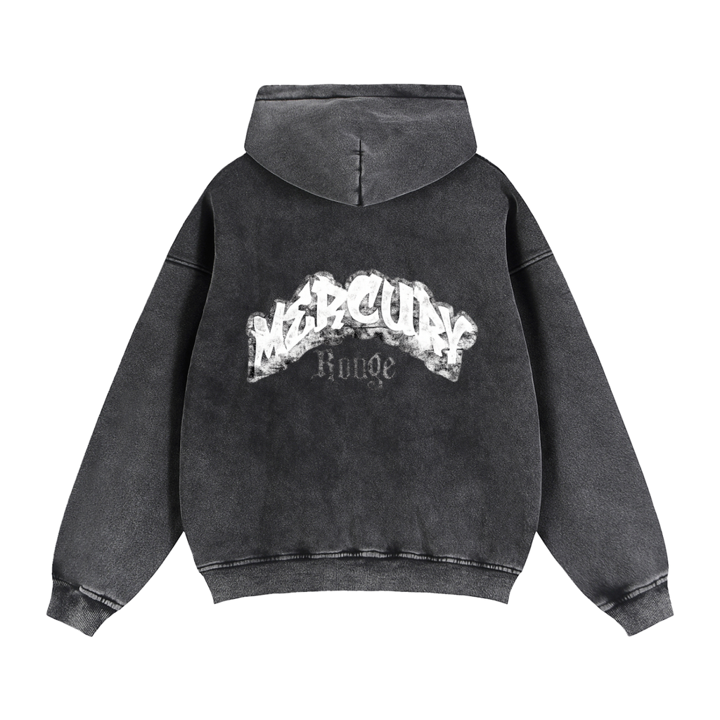 Black/White Zip-Through Boxy Fleece Hoodie