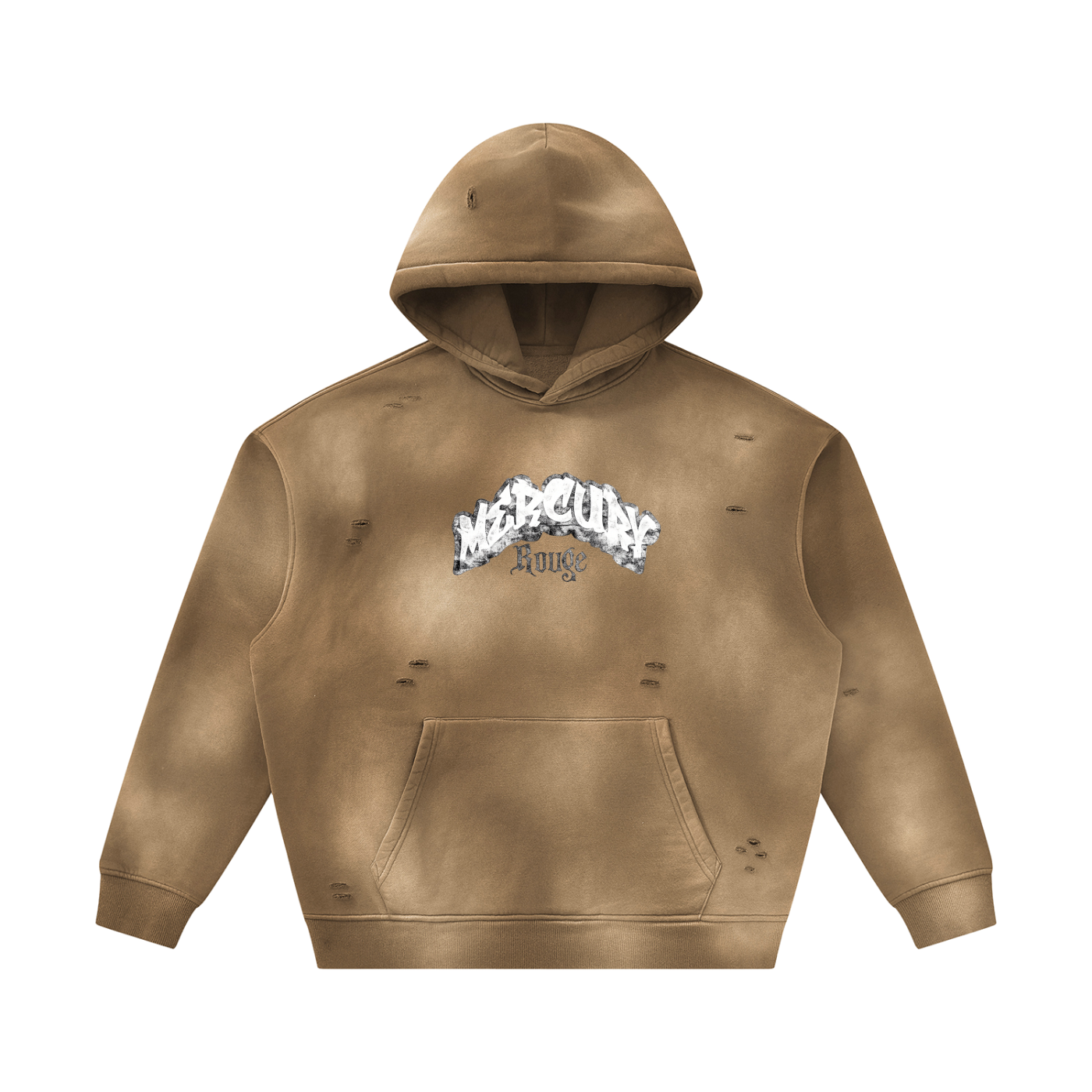 Black/White Sunfade Frayed Fleece Hoodie