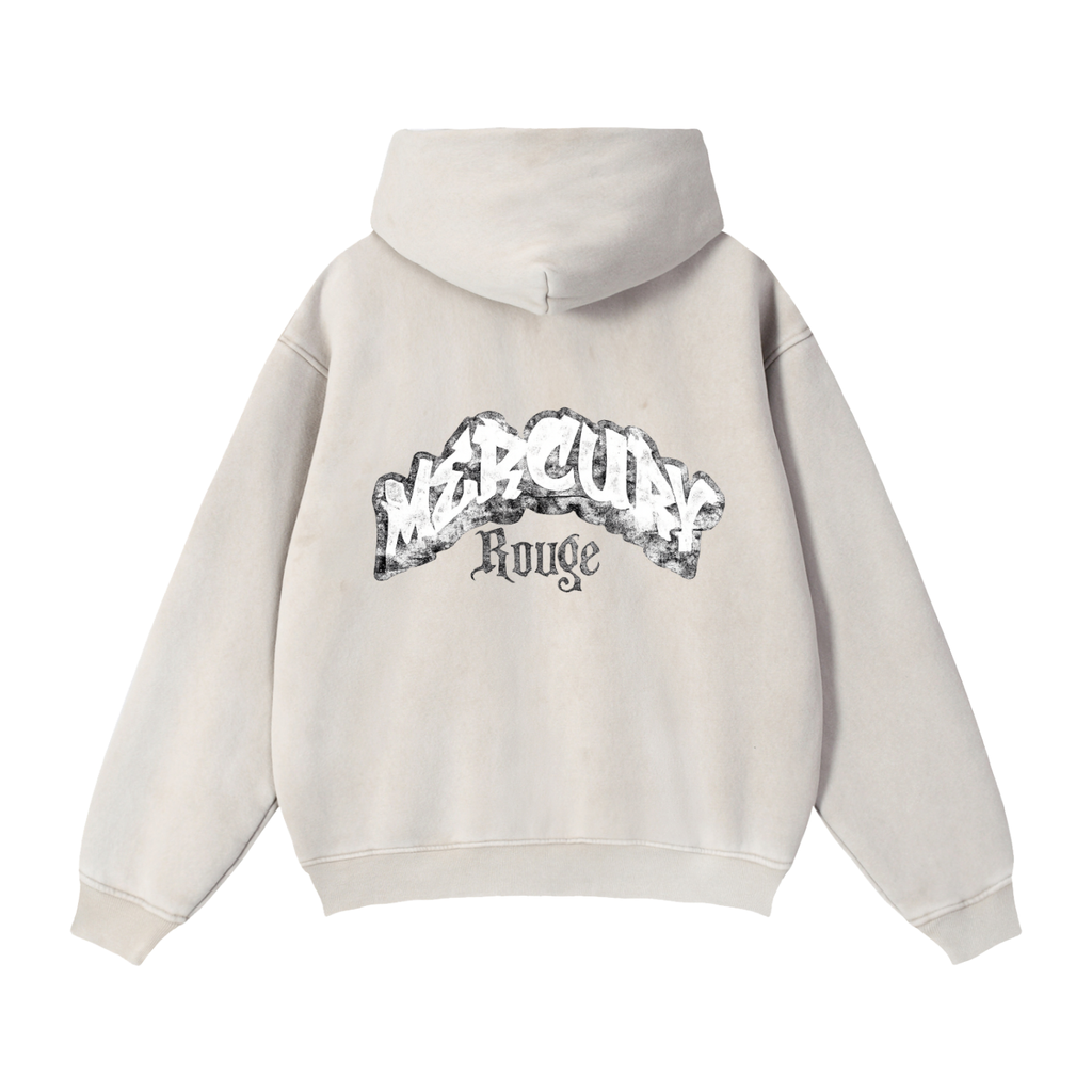 Black/White Zip-Through Boxy Fleece Hoodie