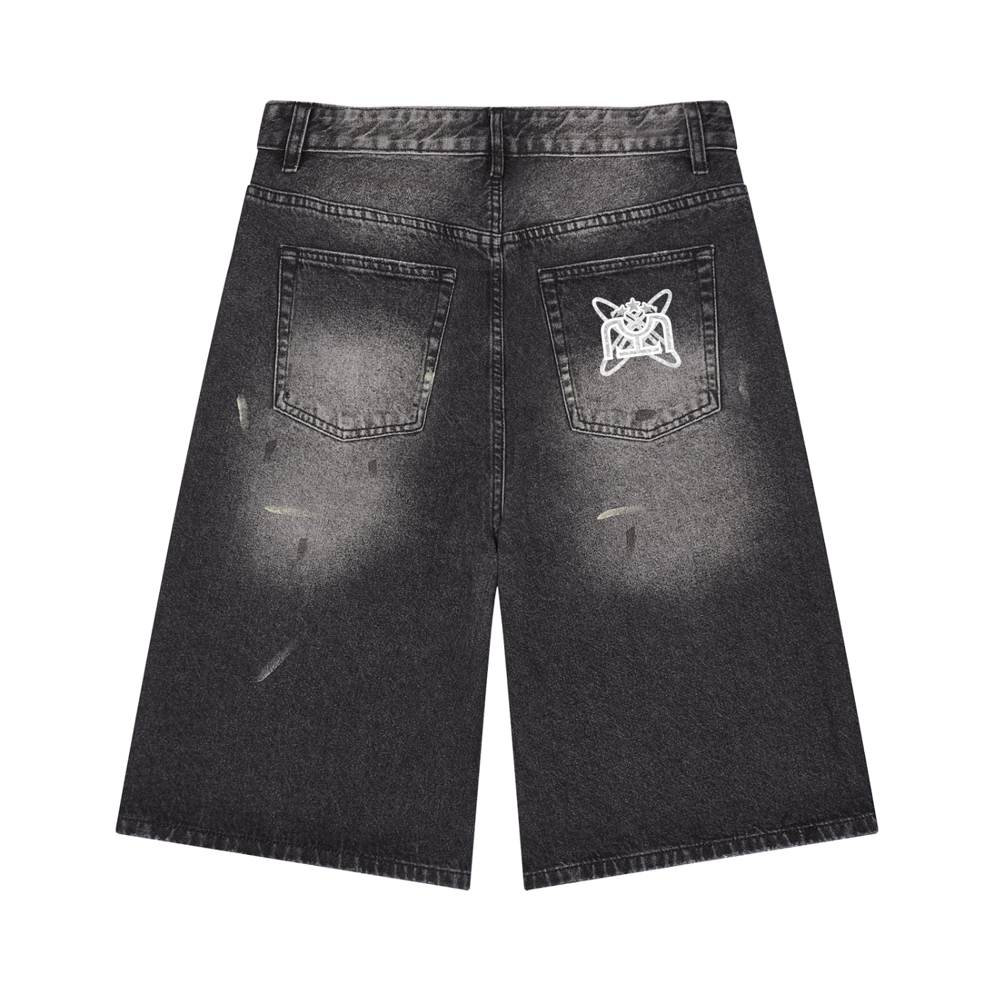 White/Gray Vintage Wash Wide Leg Jean Shorts