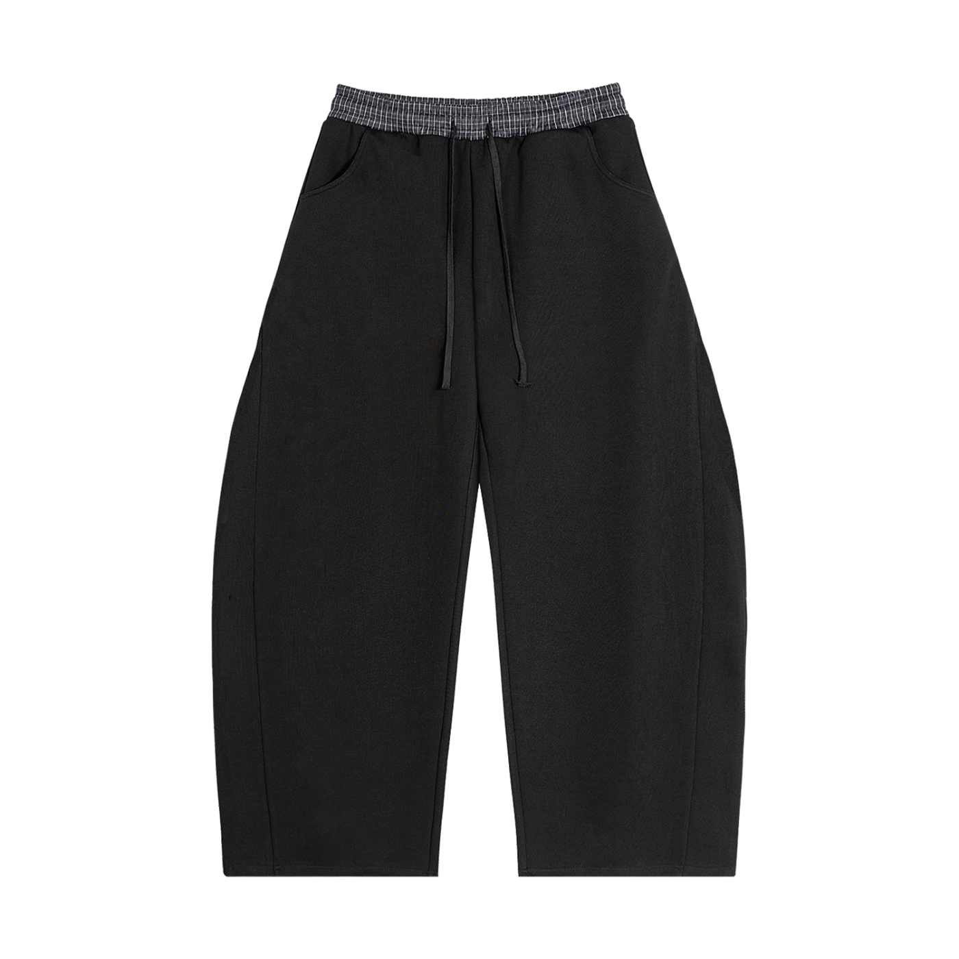 Black/White Plaid Waistband Barrel Sweatpants