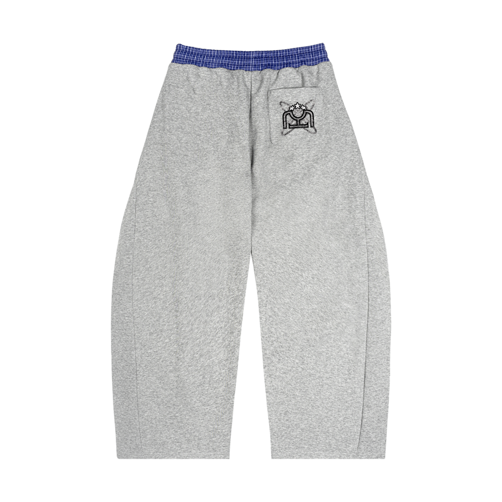 Black/White Plaid Waistband Barrel Sweatpants