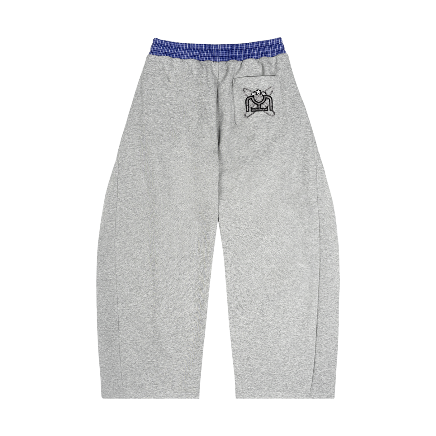 Black/White Plaid Waistband Barrel Sweatpants