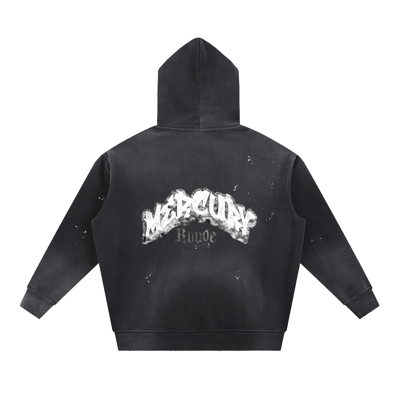 Black/White Vintage Washed Frayed Fleece Hoodie