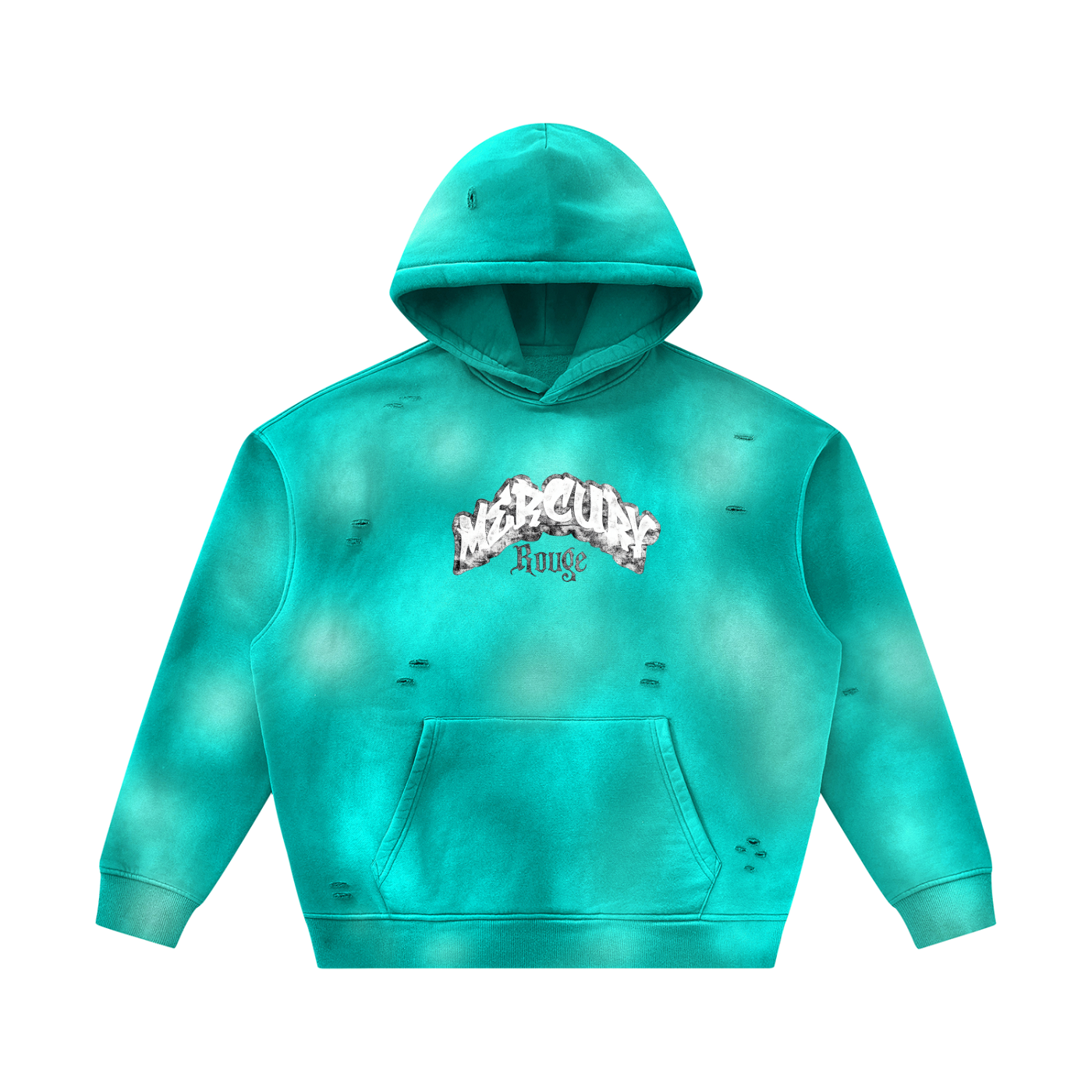 Black/White Sunfade Frayed Fleece Hoodie