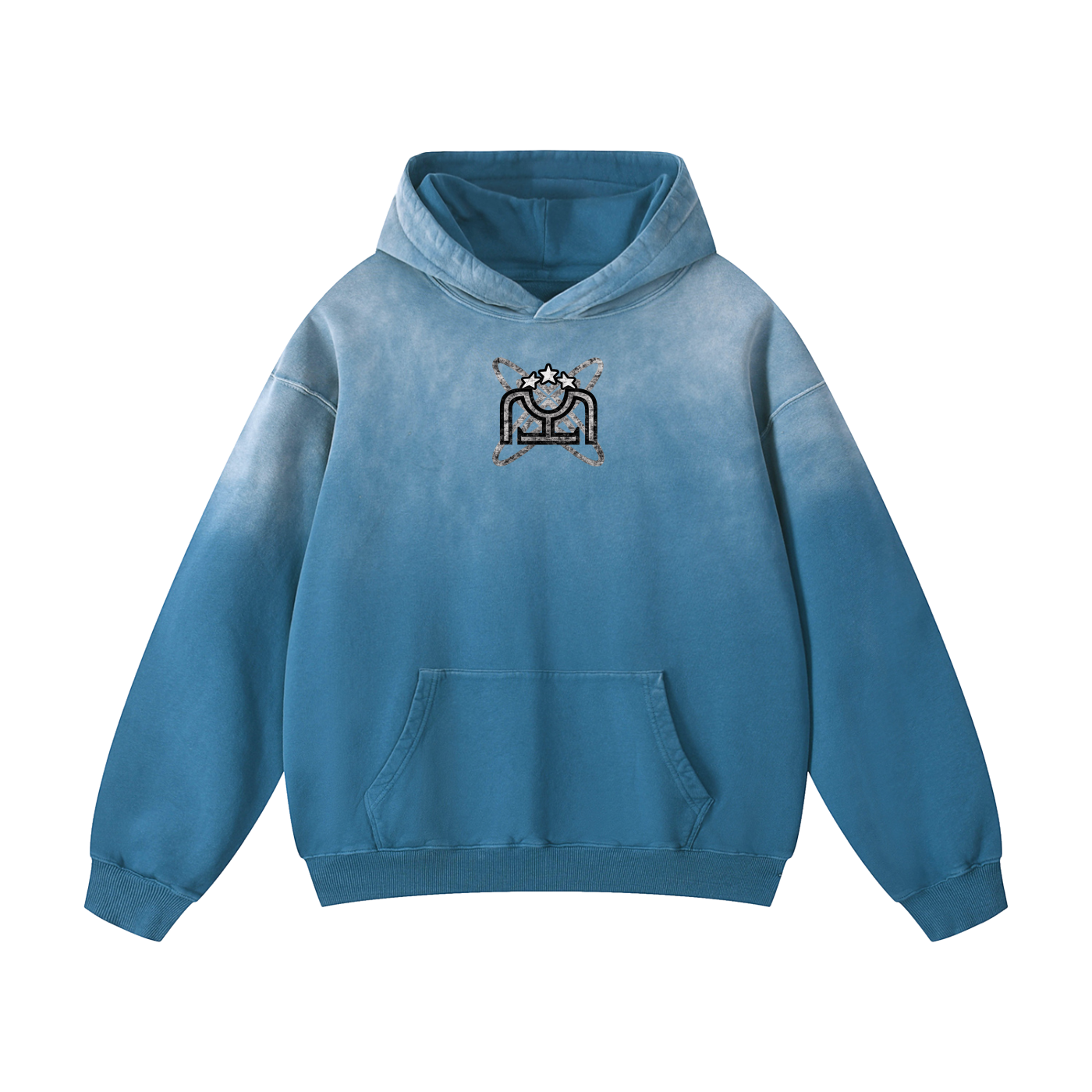 Black/White Heavyweight Sunfade Oversized Hoodie