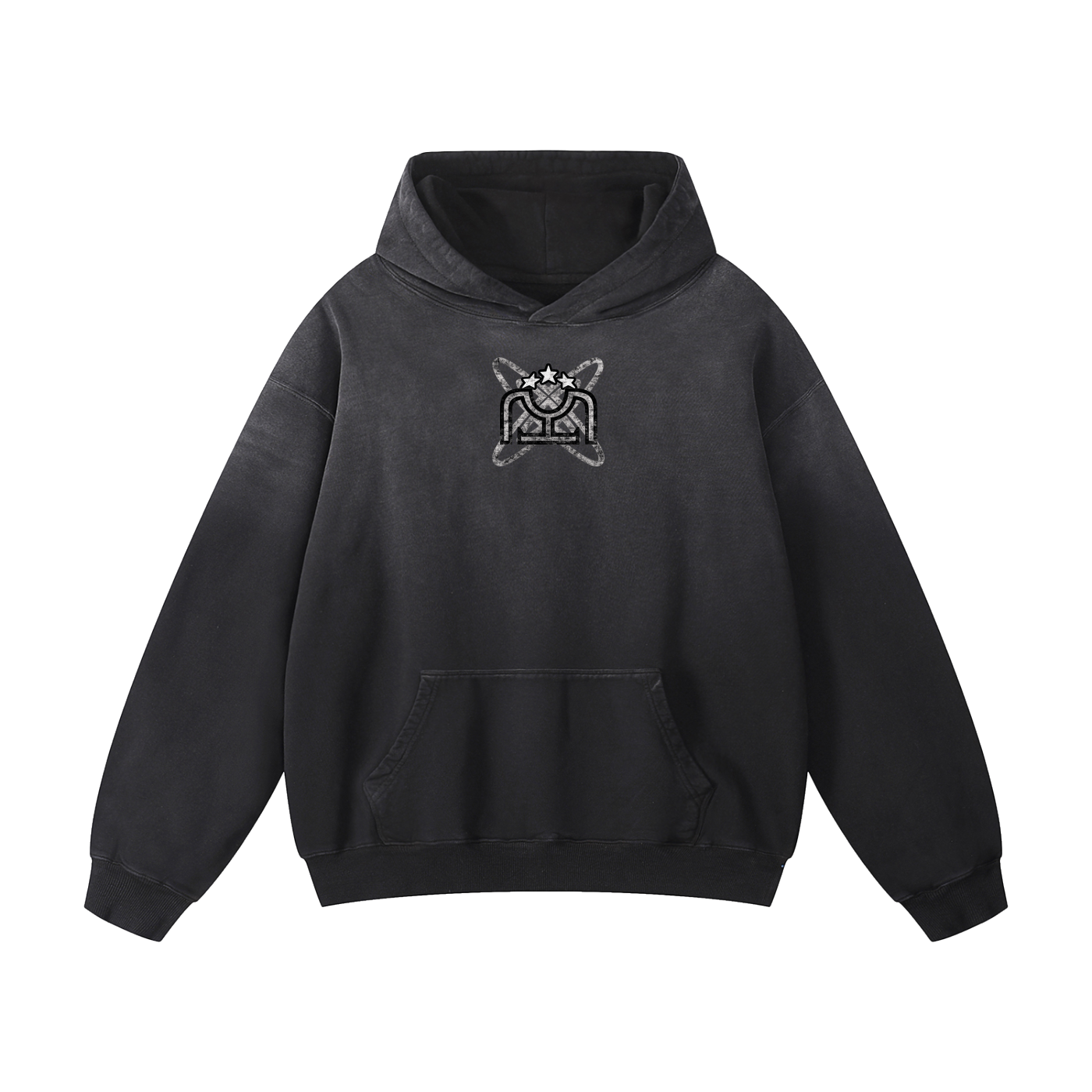 Black/White Heavyweight Sunfade Oversized Hoodie