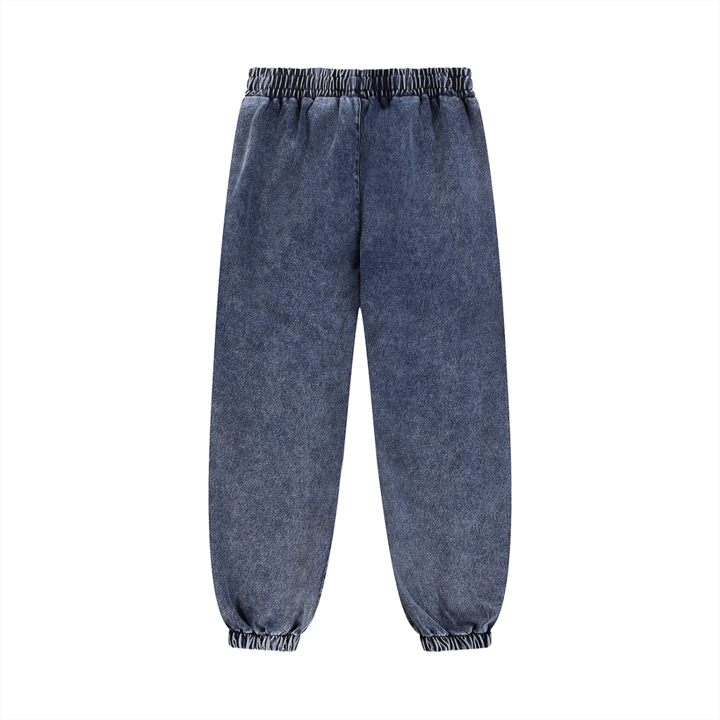 Black/White Snow Wash Jogged Sweatpants