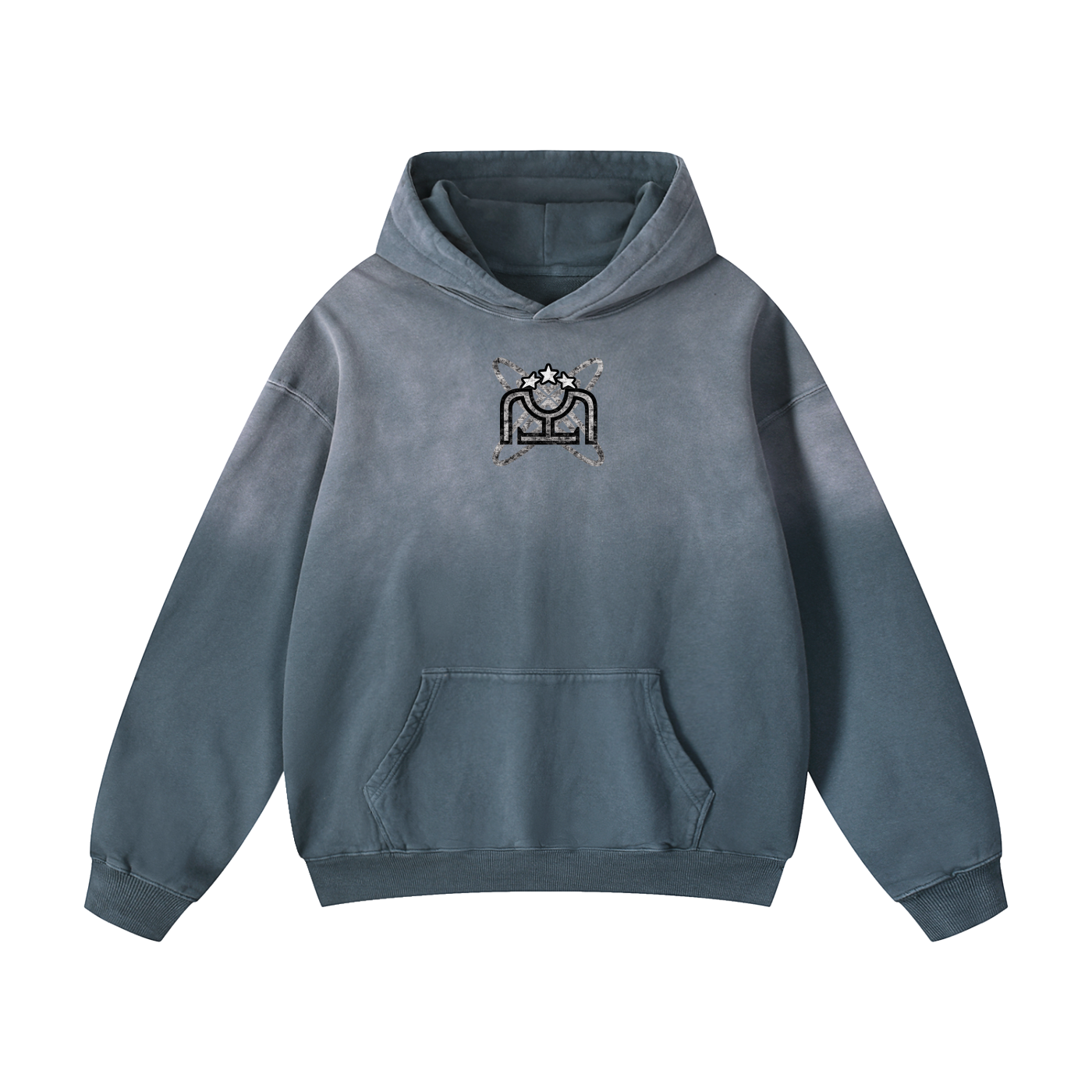 Black/White Heavyweight Sunfade Oversized Hoodie