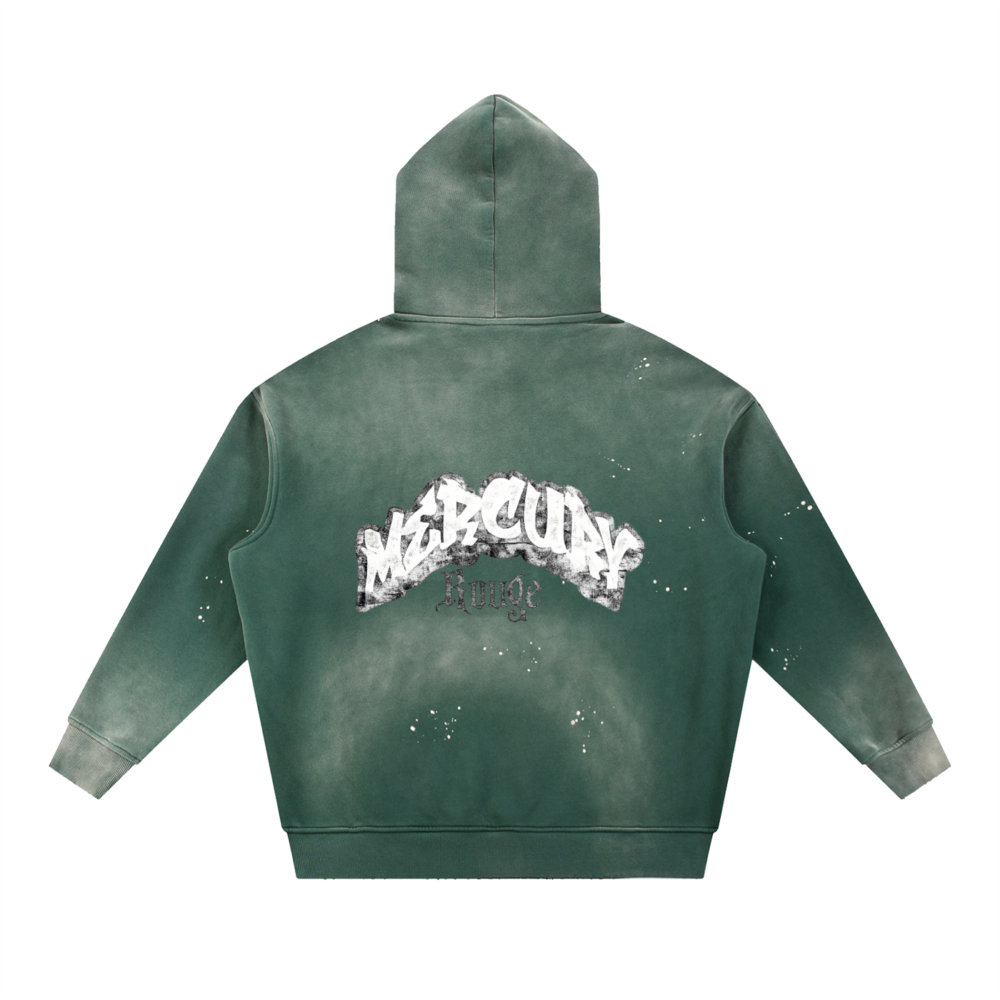 Black/White Vintage Washed Frayed Fleece Hoodie