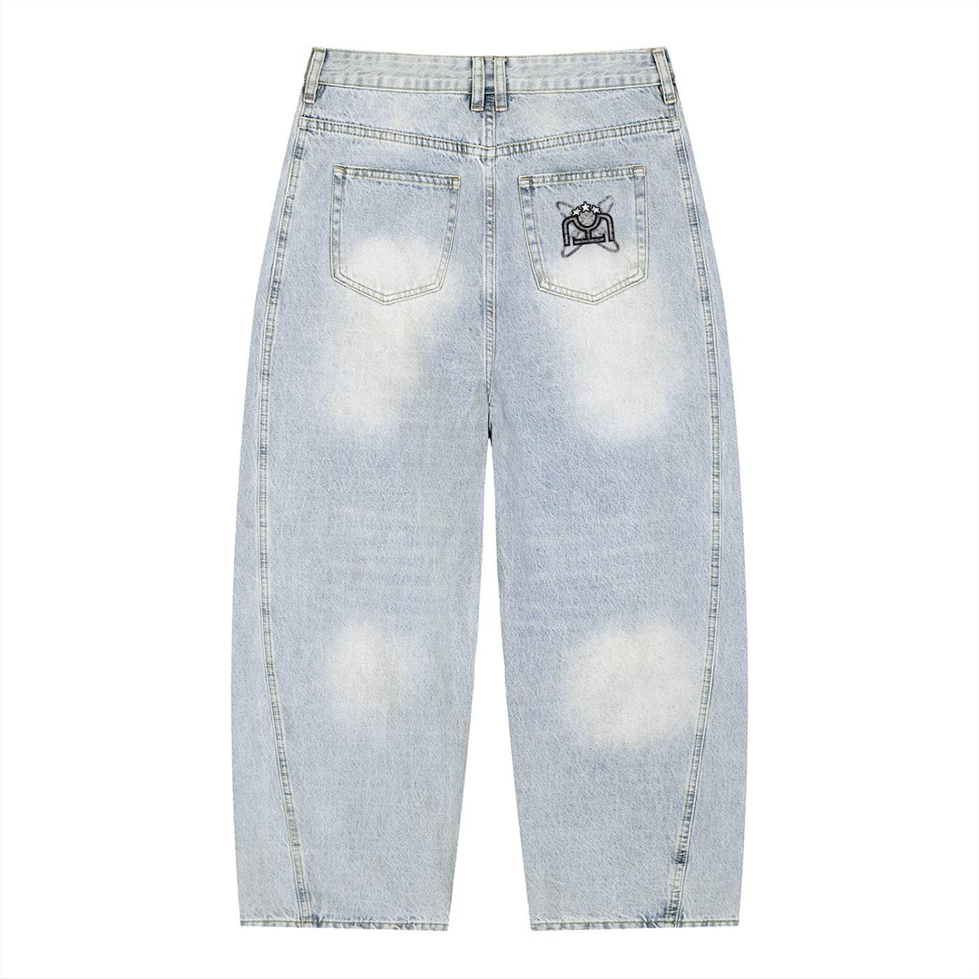Black/White Vintage Wash Sunfade Barrel Leg Jeans