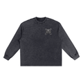 Black/White Snow Washed Frayed Edge Long-Sleeve Shirt