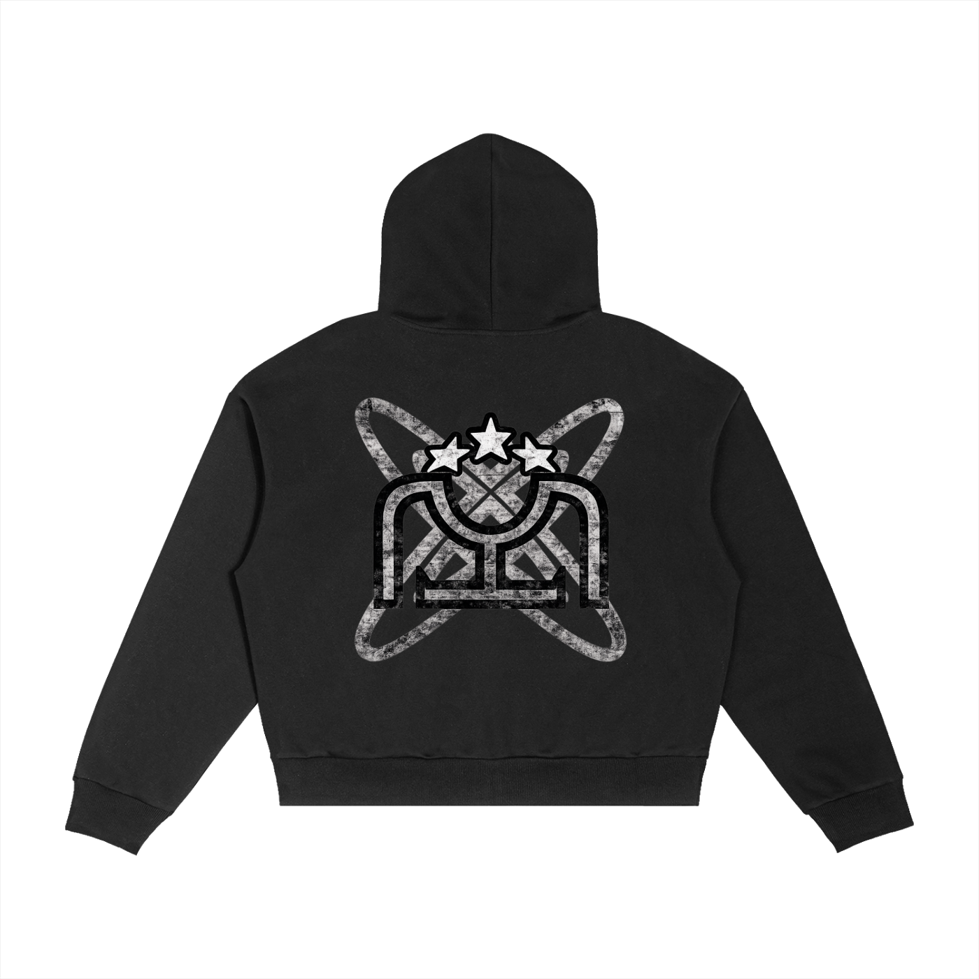 Black/White Contrast Plaid Boxy Zip Hoodie