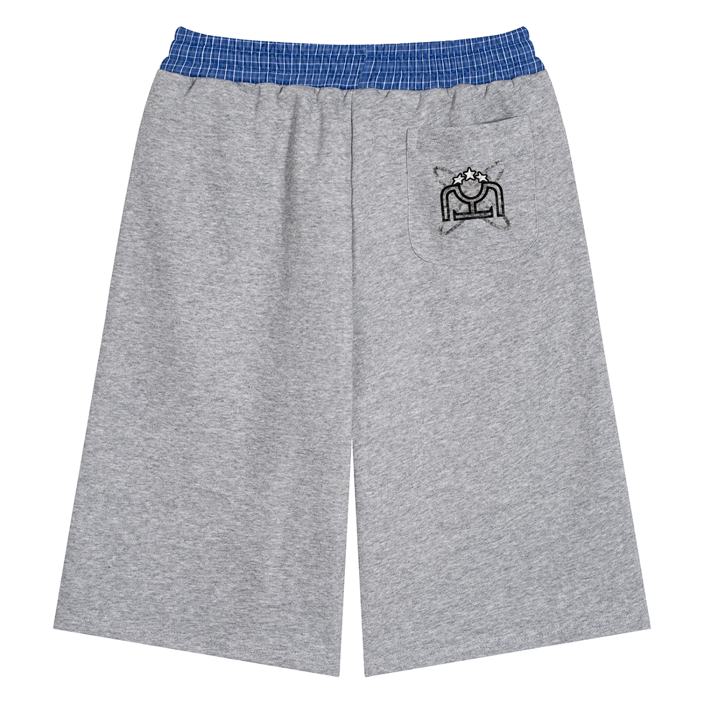 Black/White Plaid Waistband Sweat Shorts