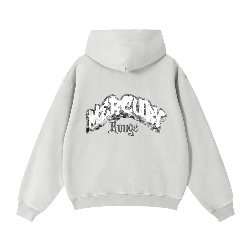 Black/White Zip-Through Boxy Fleece Hoodie