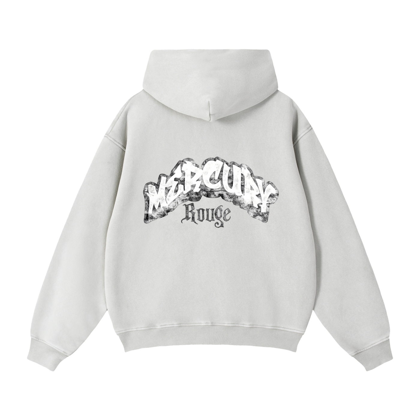 Black/White Zip-Through Boxy Fleece Hoodie