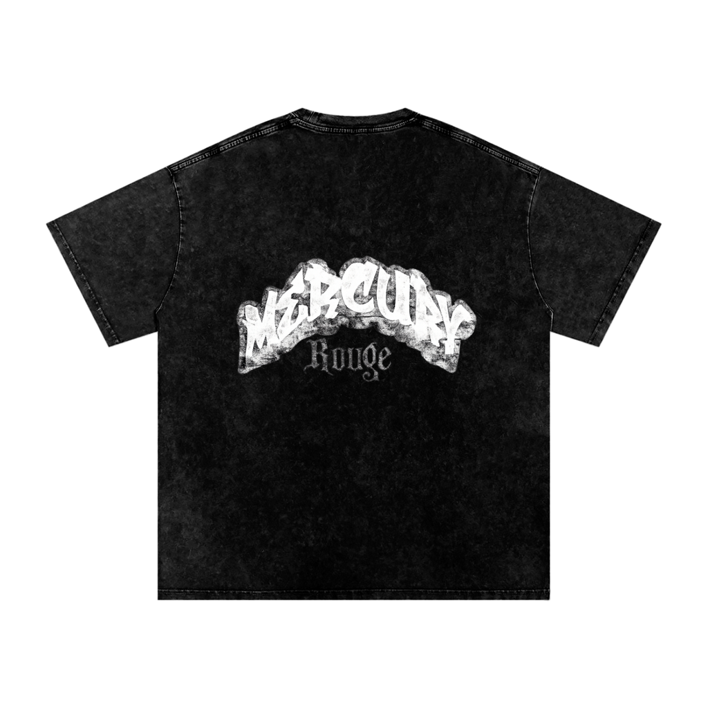 Black/White Snow Washed Oversized Cotton T-Shirt