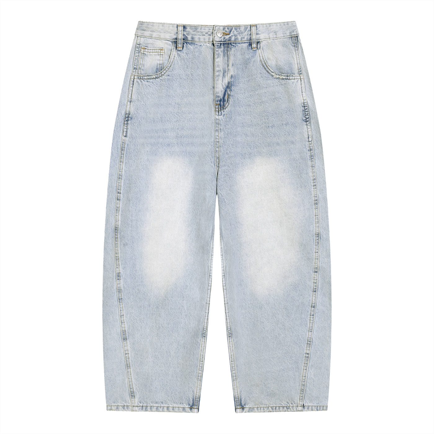 Black/White Vintage Wash Sunfade Barrel Leg Jeans