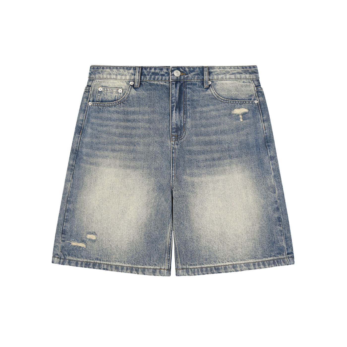 Black/White Faded Distressed Baggy Jean Shorts