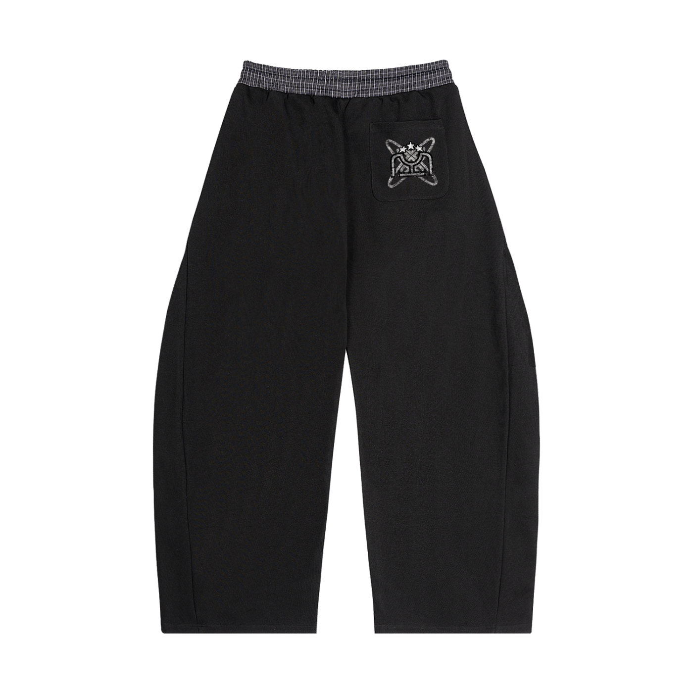 Black/White Plaid Waistband Barrel Sweatpants