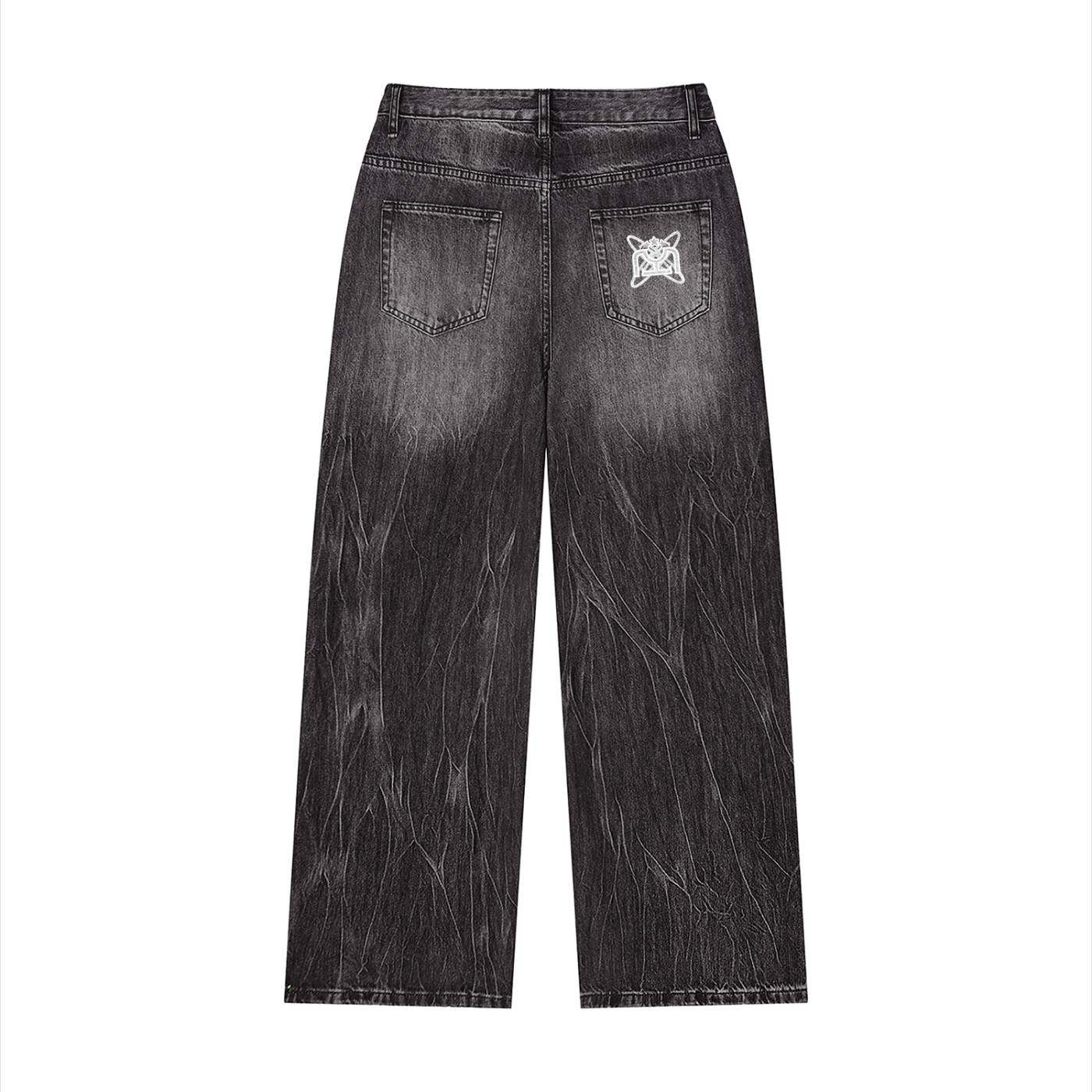 White/Gray Vintage Wash Wide Leg Jeans