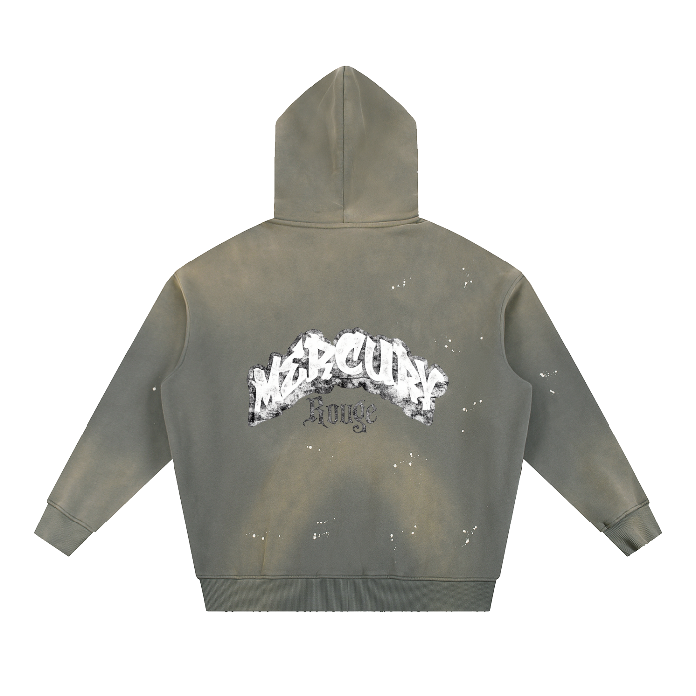 Black/White Vintage Washed Frayed Fleece Hoodie
