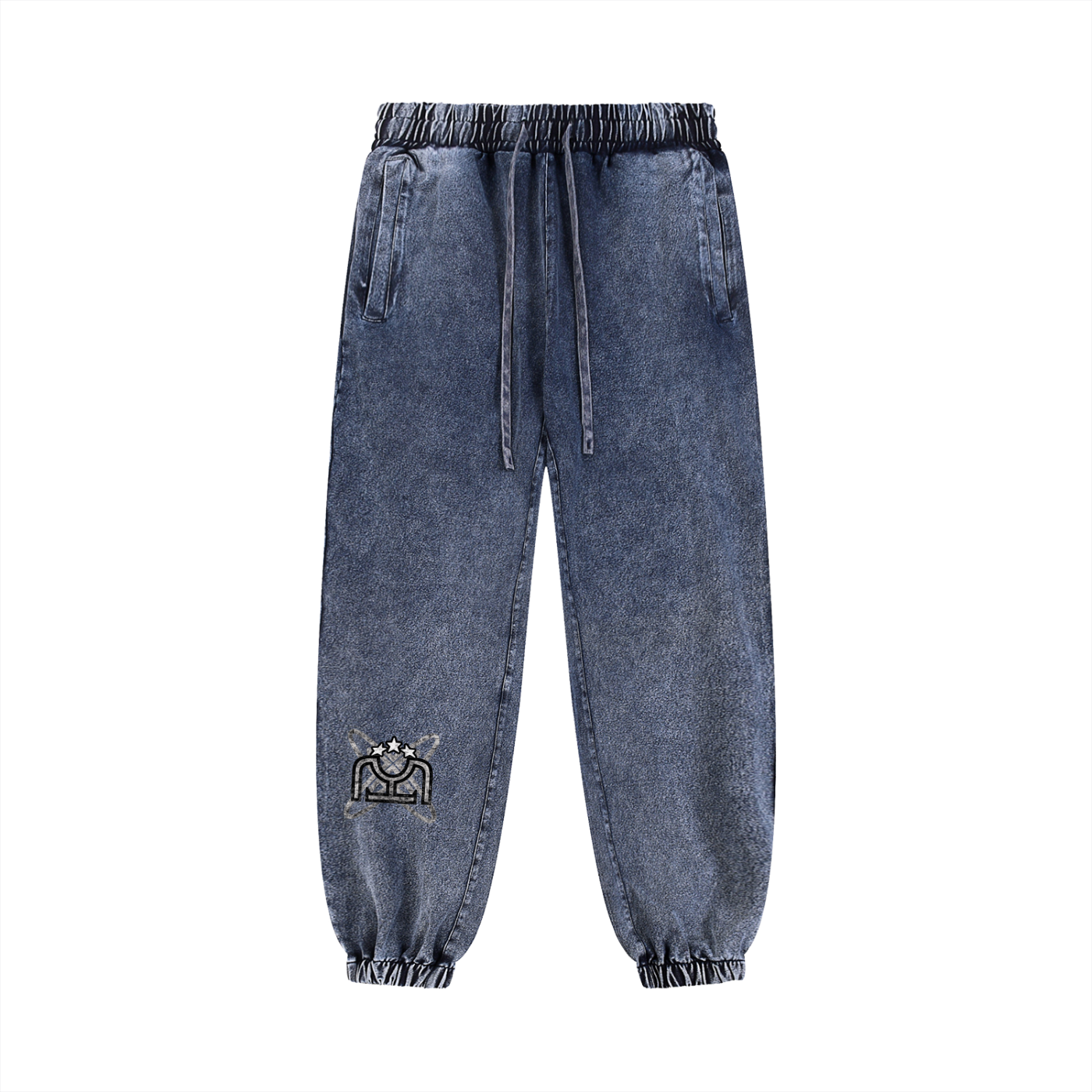 Black/White Snow Wash Jogged Sweatpants