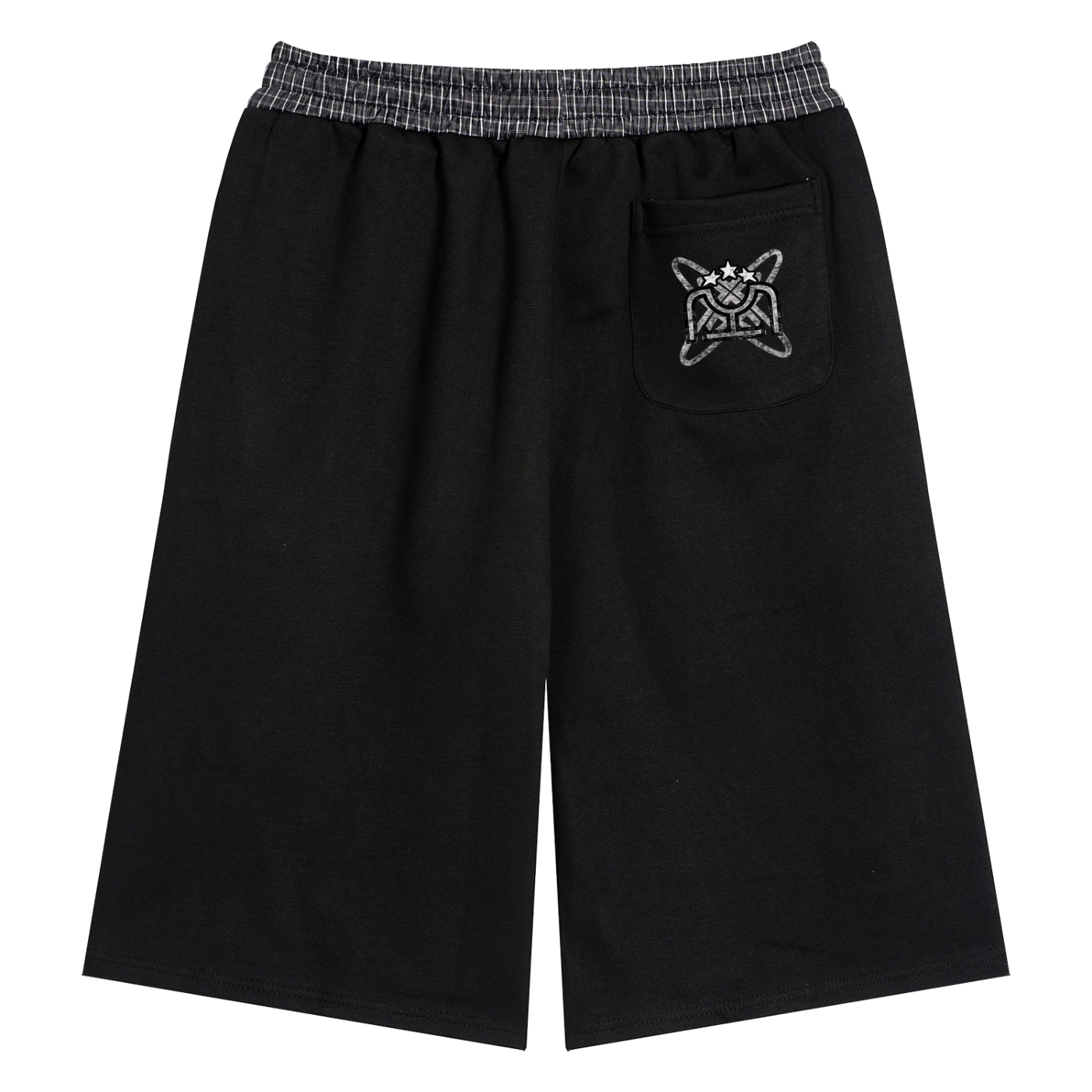Black/White Plaid Waistband Sweat Shorts