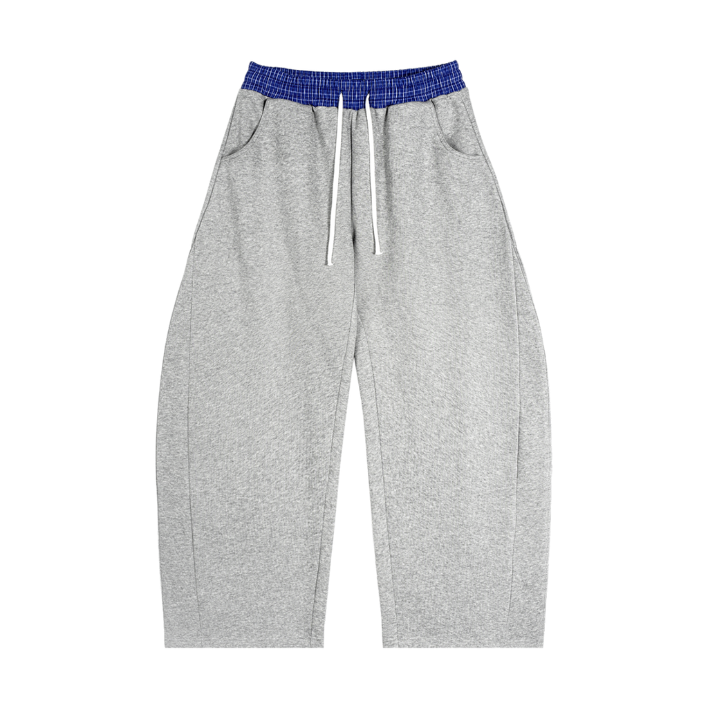Black/White Plaid Waistband Barrel Sweatpants