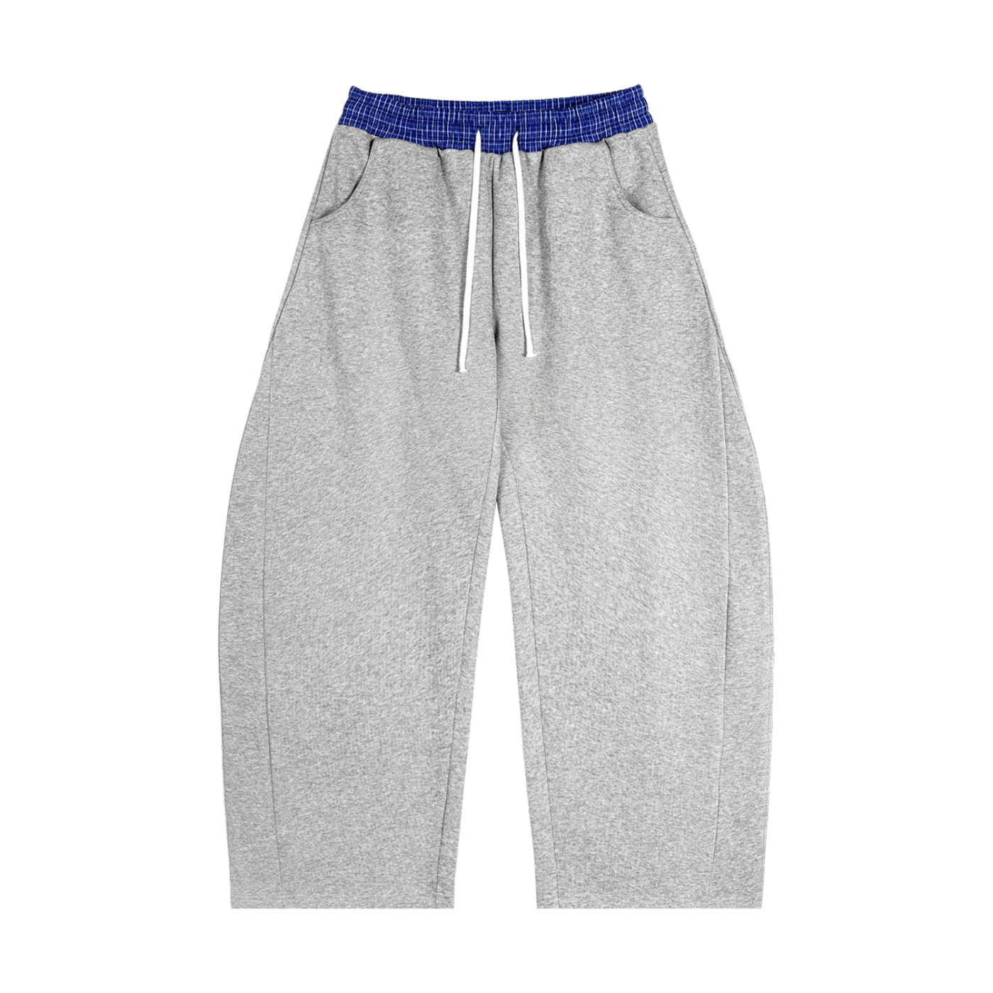 Black/White Plaid Waistband Barrel Sweatpants