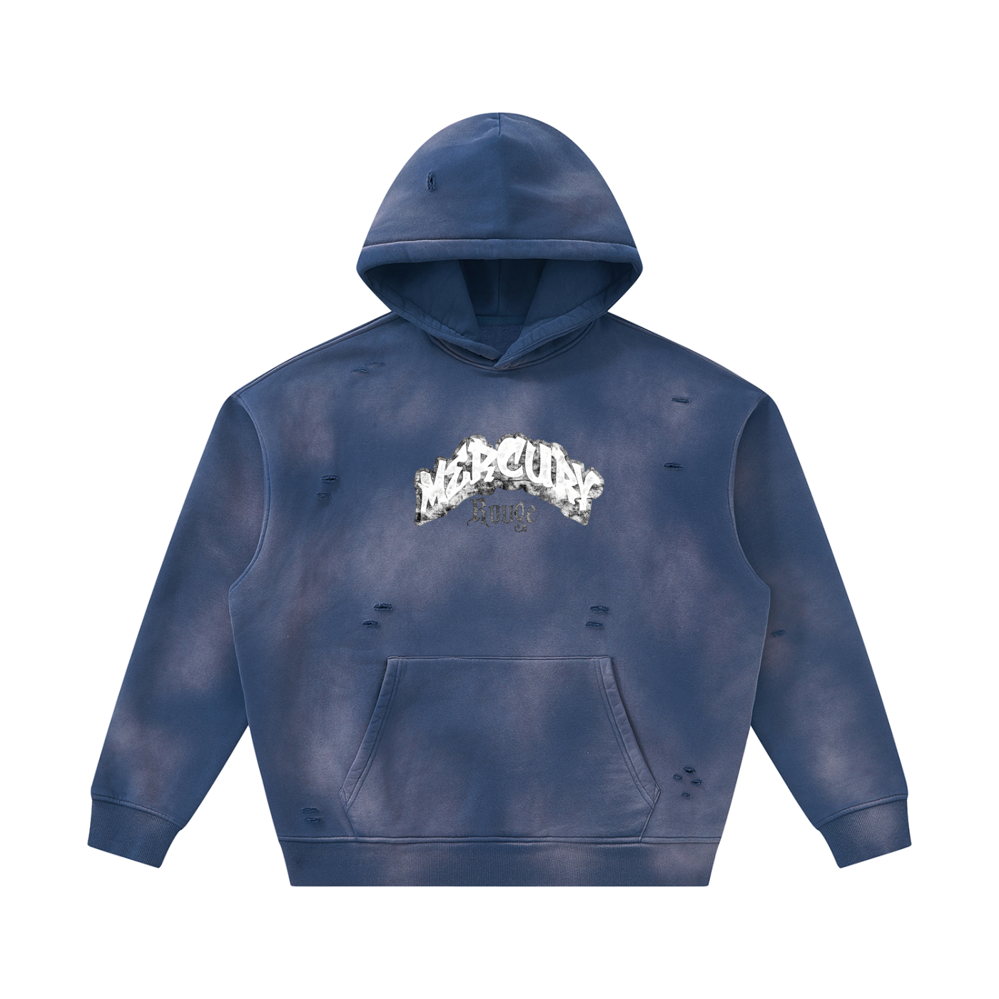 Black/White Sunfade Frayed Fleece Hoodie