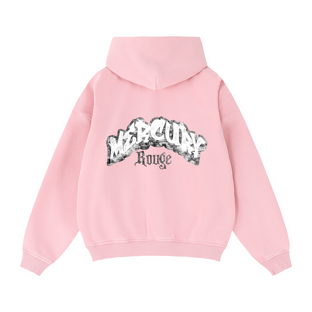 Black/White Zip-Through Boxy Fleece Hoodie