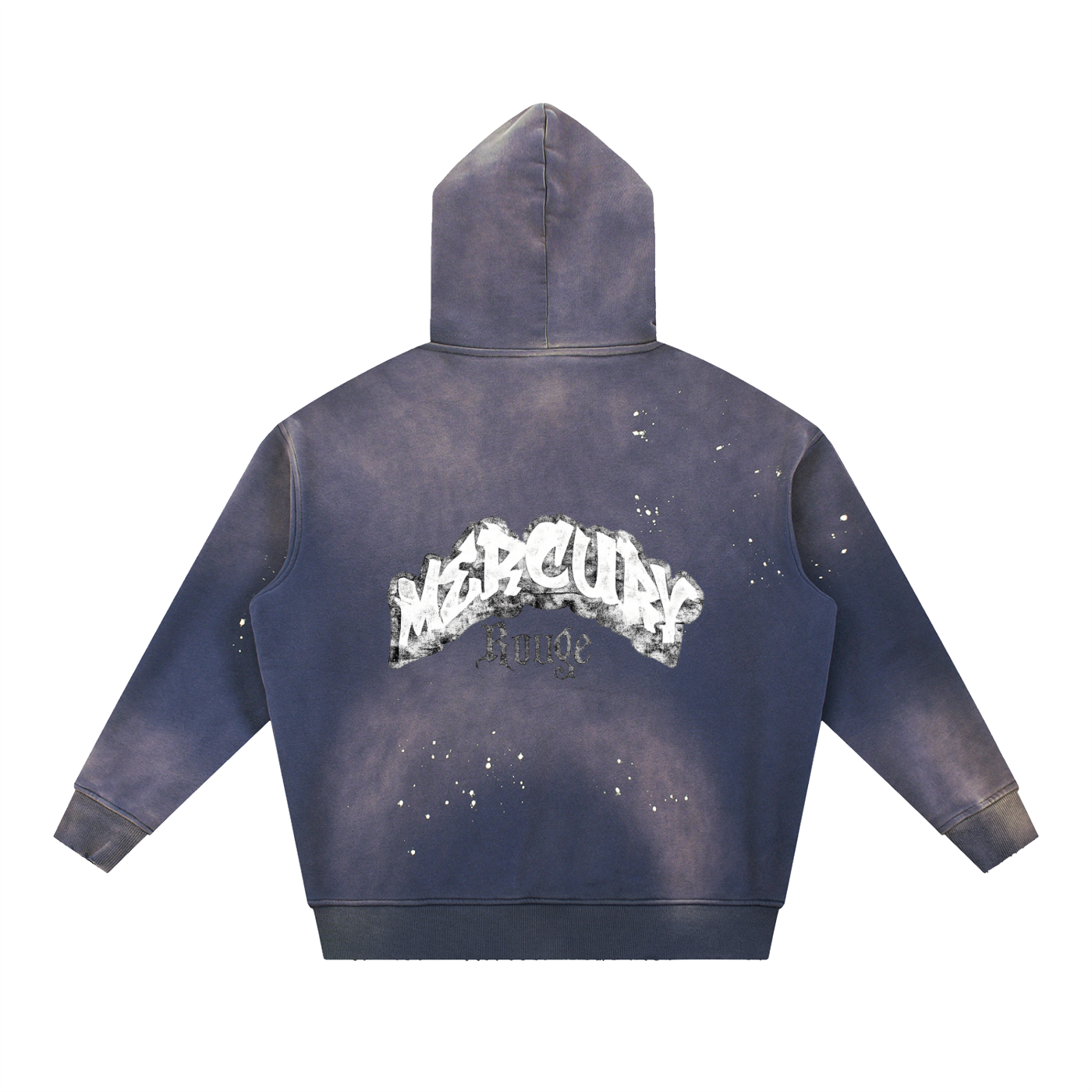 Black/White Vintage Washed Frayed Fleece Hoodie