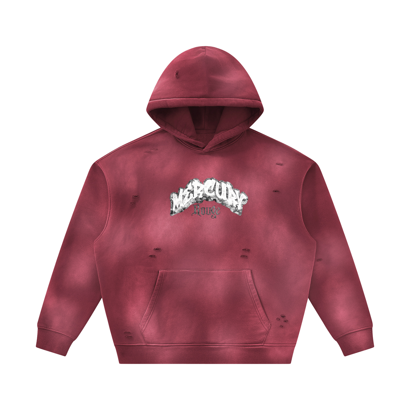 Black/White Sunfade Frayed Fleece Hoodie