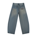 Black/White Distressed Barrel Leg Jeans