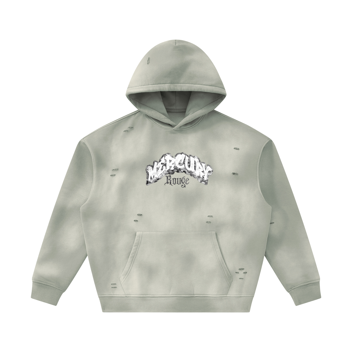 Black/White Sunfade Frayed Fleece Hoodie
